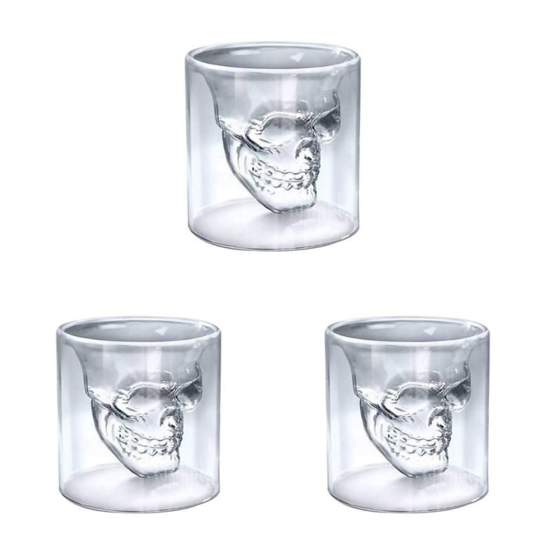 

Высококачественная жаропрочная 25 мл мини-модная голова черепа, креативная хрустальная вечерние чашка для водки и вина 3pcs
