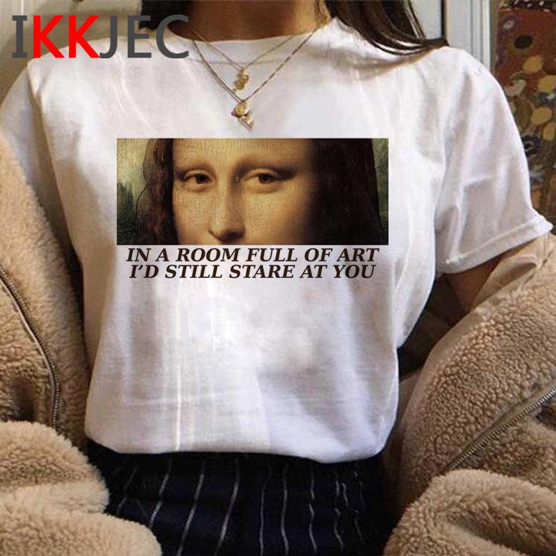 Vintage Aesthetic Mona Lisa Tshirt For Unisex Funny Cartoon Design Harajuku Graphic Fashion Ladies Streetwear Top