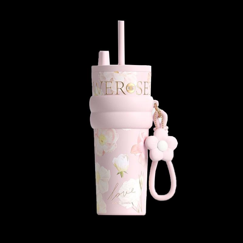 Stylish 316 Stainless Steel Insulated Straw Tumbler with Ceramic Liner