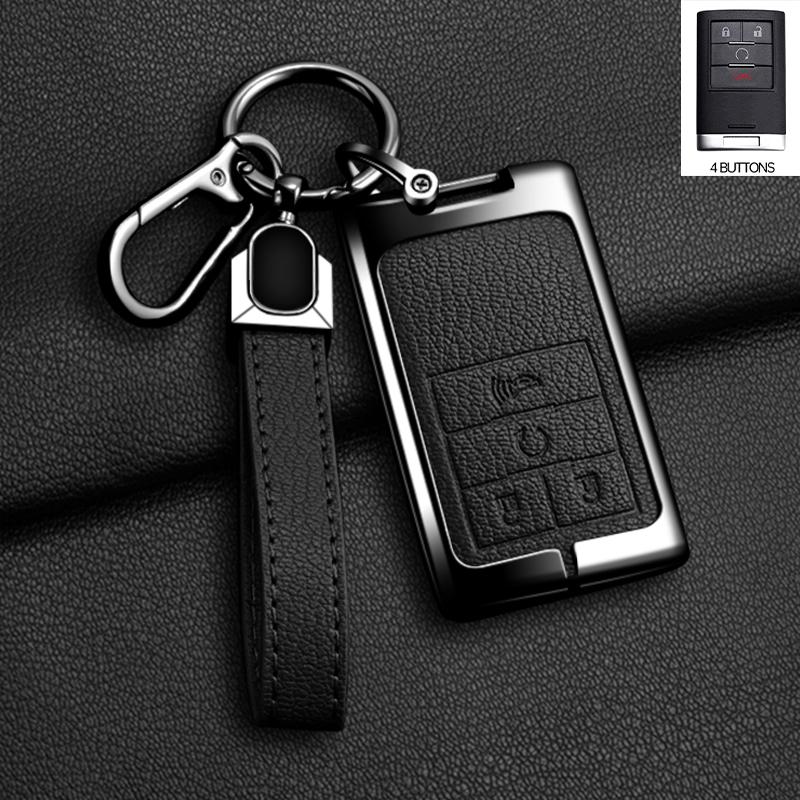 Zinklegierung Leder Autoschlüsselhülle Schlüsselanhänger Abdeckung für Chevrolet C7 Corvette Cadillac DTS SLS SRX XLS STS Escalade CTS ATS 28T CTSV XTS