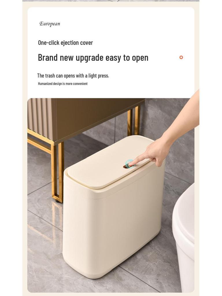 Schub-Mülleimer mit Deckel, Großes Fassungsvermögen für Wohnzimmer/Badezimmer