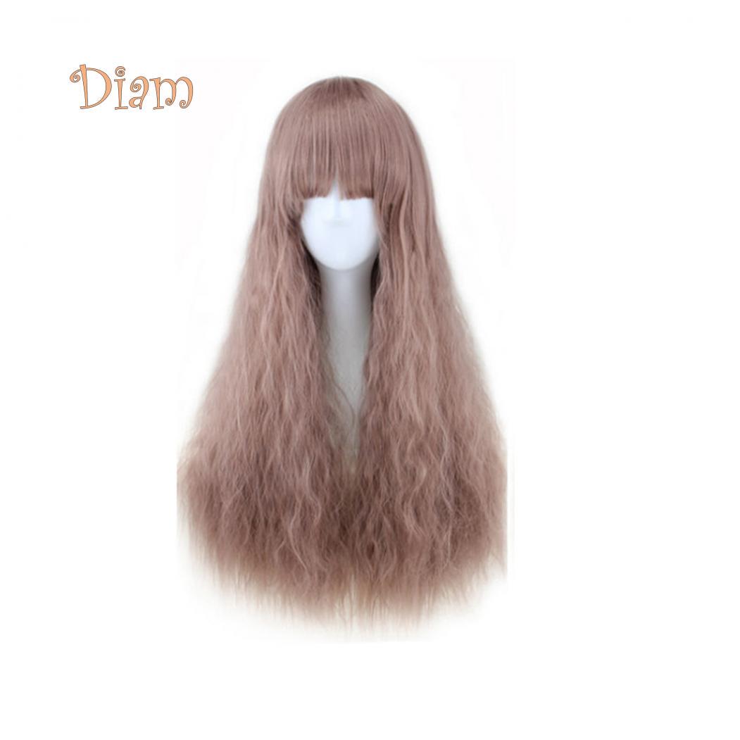 

Fetong 65 см женские длинные вьющиеся волнистые волосы полный парик модный костюм вечеринка аниме косплей Taro Purple