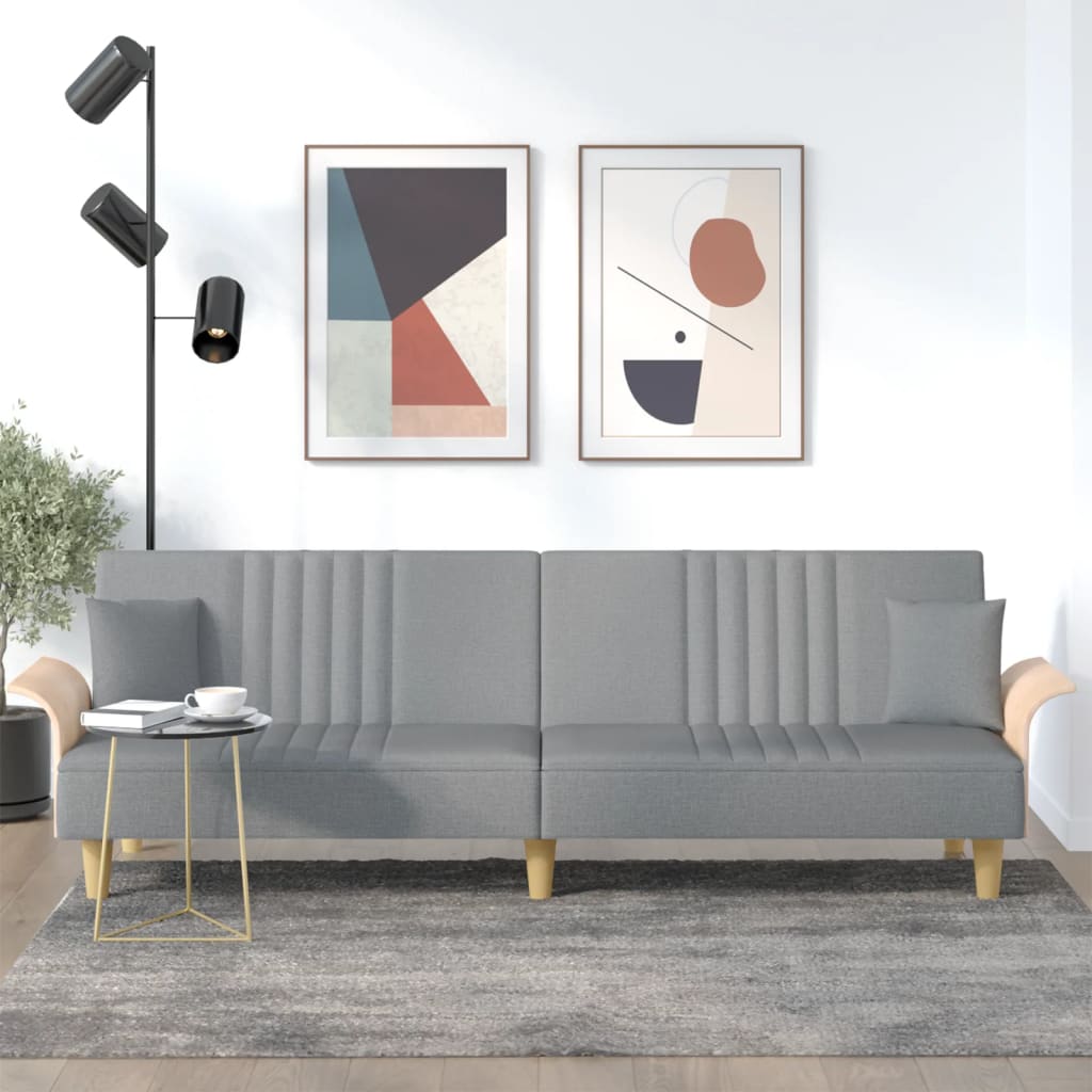 Sleeper Sofa with Armrests Light Grey Fabric