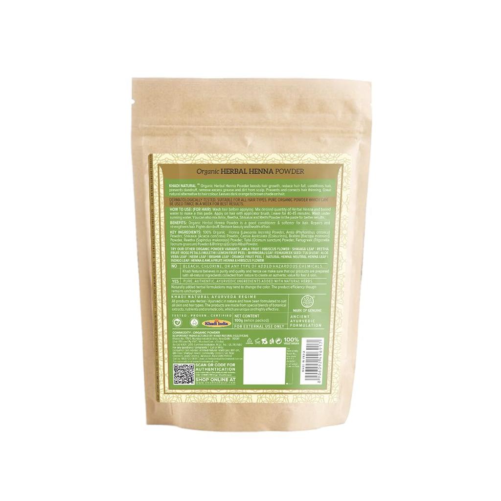 KHADI NATURAL Henna Organic Powder 75 Gm Pack of 1 | Natural Hair Conditioning | Enhances Shine & Softness