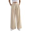 Women High Waist Cross Pleated Wide Leg Pants Casual Loose Trousers