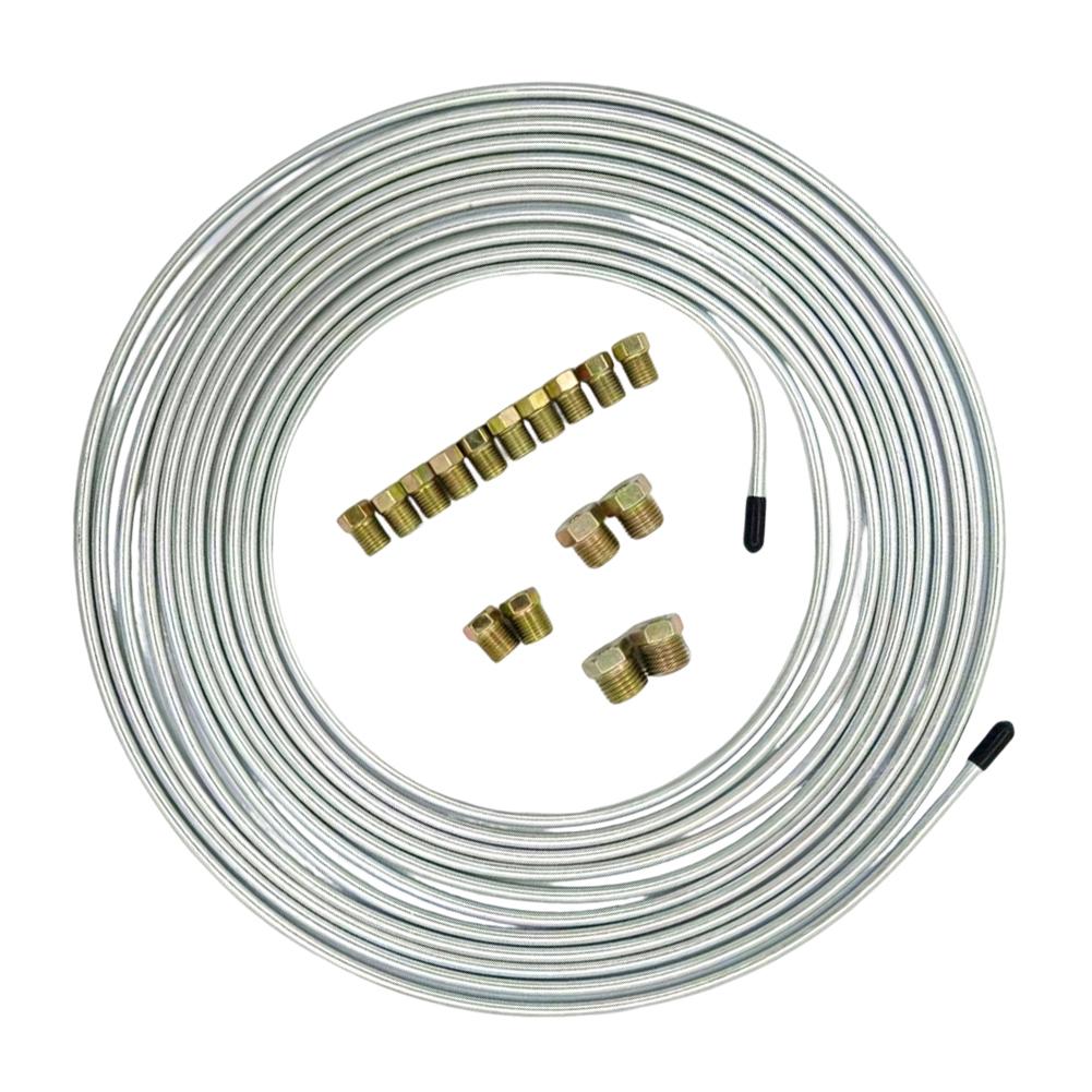 Kit Linea Freno Auto da 25 Piedi 3/16 Pollici Raccordi Linee Freno Kit di Riparazione Linee Freno Per la Maggior Parte dei Veicoli Auto SUV Camion Parti Freni