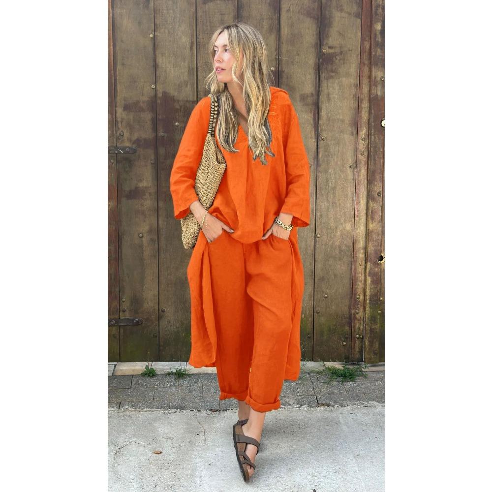 Spring New Women's Two-piece Shirt Set Plus-size Shirt Set High-waisted Loose Trousers