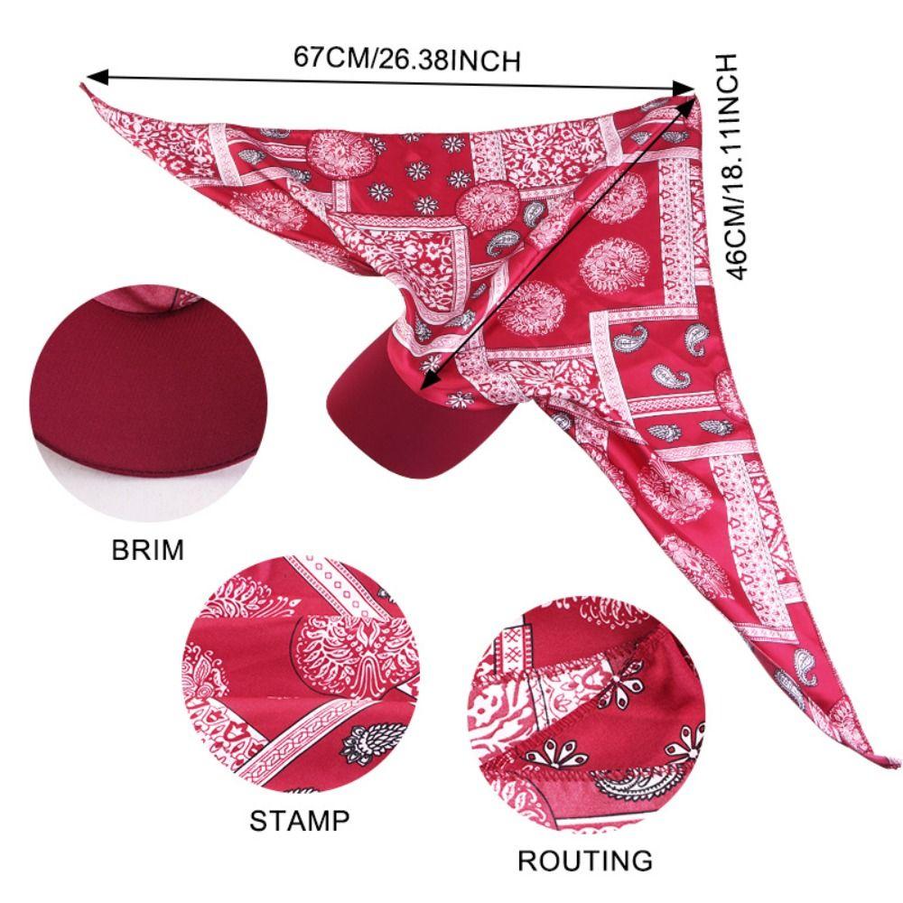 Breathable Women Printed Satin Headscarf Hat Summer Baseball Cap Outdoor Sun Hat  For Men Women