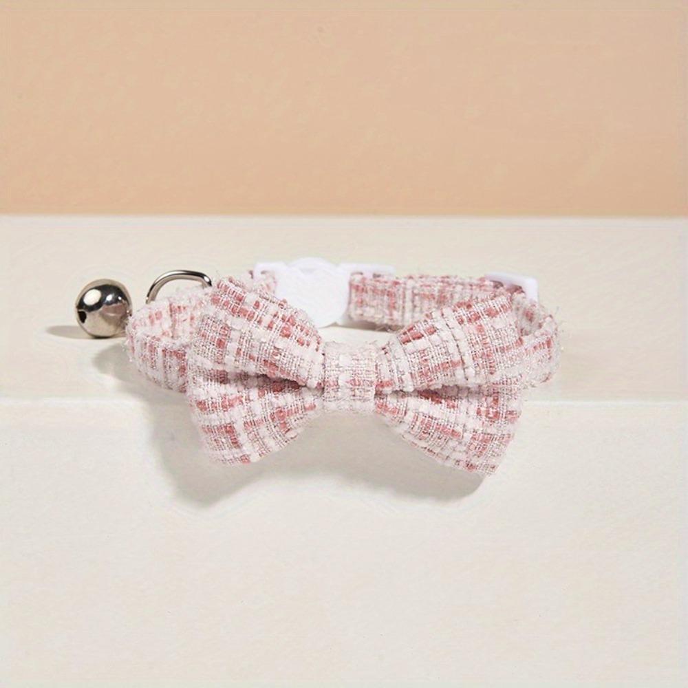 Cute Adjustable Cat Collars with Bell Removable Bowtie Puppy Collar Plaid Pattern Plaid Cat Collar for Kittens and Puppy