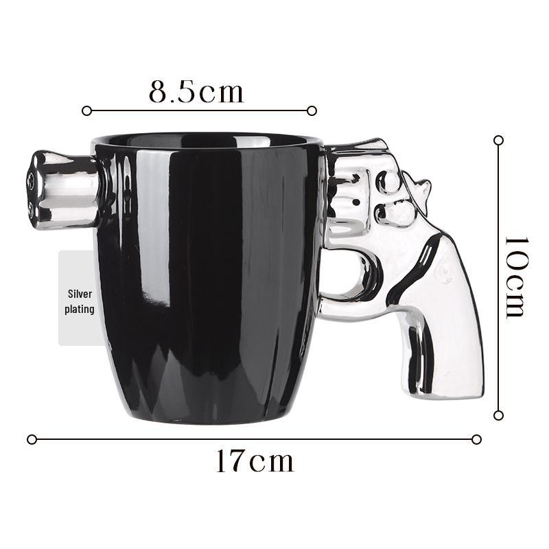 Military Style Explosion-Proof Ceramic Mug: Creative Revolver-Shaped Coffee Cup with Large Capacity