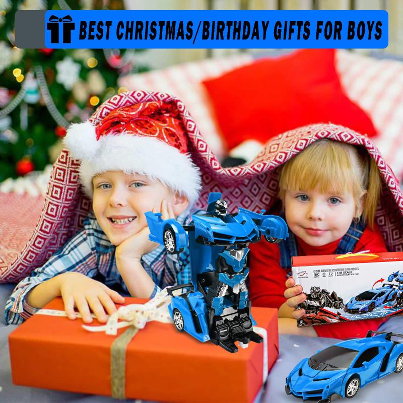 1:18 Remote Control Transforming Car One-button Deformation Robot Cars Toys For 3-11 Years Old Kids