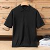 Men's Casual Polo Collar Knitwear: Spring/Summer Solid Color Short Sleeve Pullover