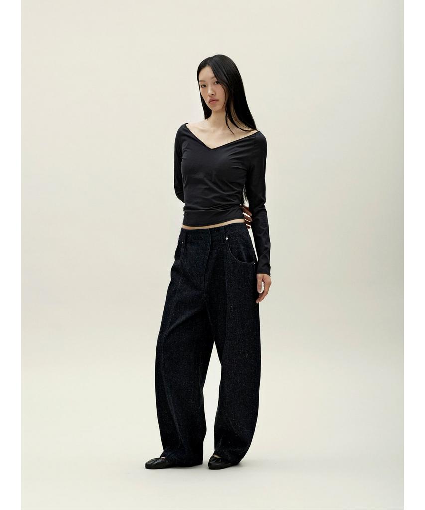 Anggae Nep Wide Denim Navy