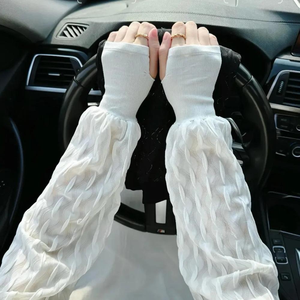 Breathable Sun Protection Arm Sleeves Elegant Cool Hand Sleeves Sunscreen Arm Cover  For Women