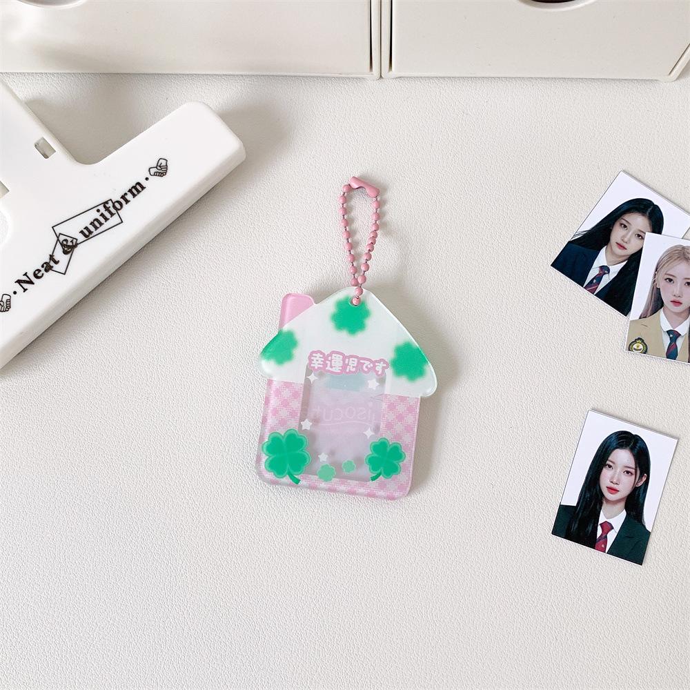 Glitter Star Card Holder with Keychain Acrylic 1-Inch Photocard Holder ID Card Case Student Kpop Idol Photo Card Bag