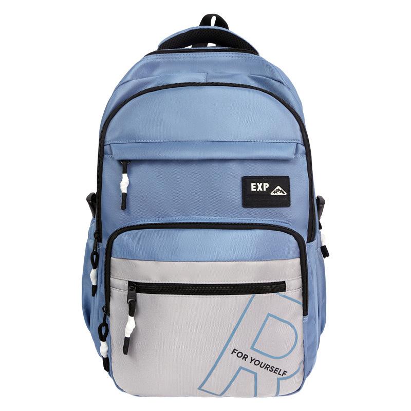 

Школьный рюкзак ins новый высокоценный модный и крутой рюкзак с надписью для пары контрастных цветов простой и легкий дорожный рюкзак синий