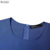 ZANZEA Women Casual Round Neck Lace Splice 3/4 Sleeve Long Dress
