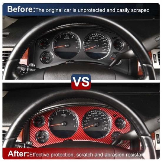 Red Carbon Fiber Dashboard Speed Meter Cover Trim For Avalanche & Tahoe 2007-13
