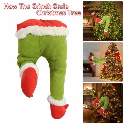 Peluche Gamba Elfo di Natale Oggetto di Scena Decorazione Albero di Natale Babbo Natale Gamba Artificiale Verde Giocattolo per Bambini Decorazioni Natalizie per la Casa