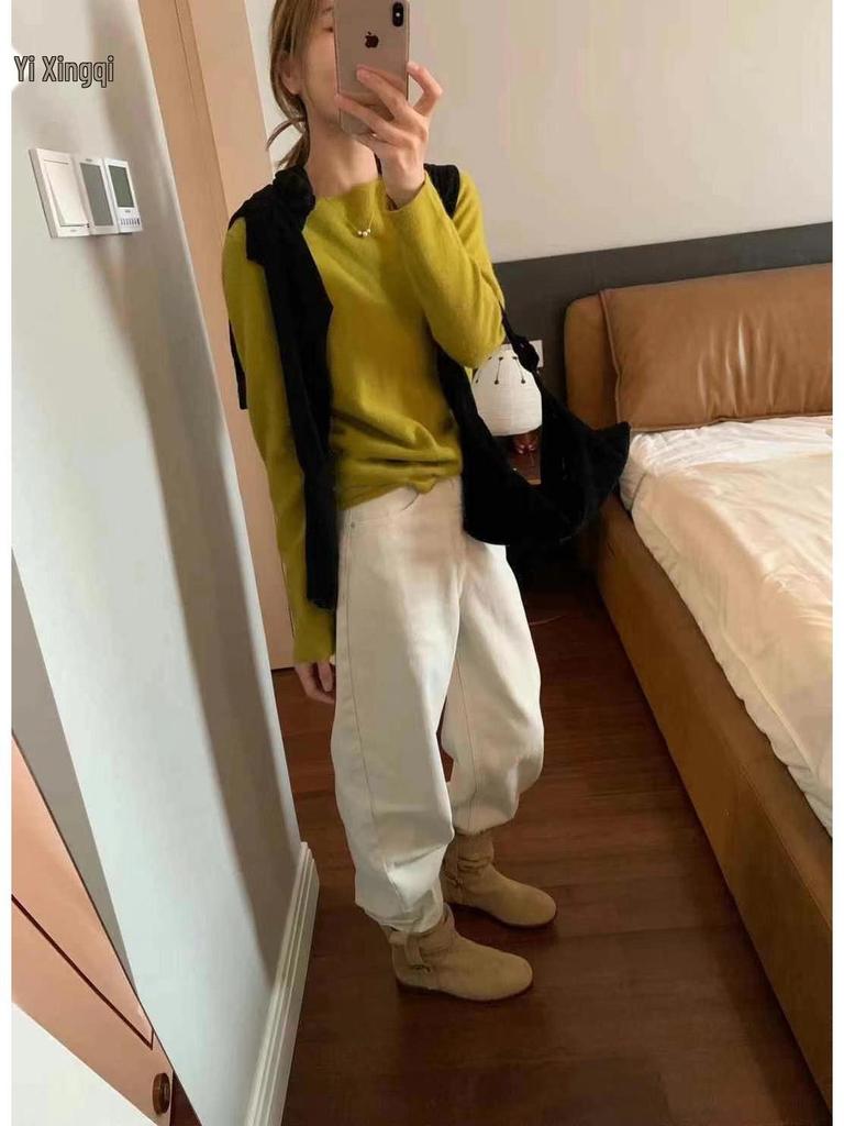 Vintage Cowhide Wrinkled Slouch Ankle Boots - Korean Style Western Cowboy Riding Boots for Women