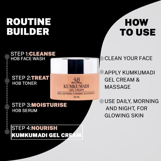 HOUSE OF BEAUTY Kumkumadi Gel Cream with Saffron, Turmeric and Vitamin C for Face, Skin Brightening, Lightening and Glow, Moisturizing (50 ML)