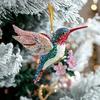 Kolibříkové vánoční ozdoby třpytivé kamínky květinové kolibříkové ozdoby na vánoční stromek 2D akrylové dárky na památku pro milovníky ptáků