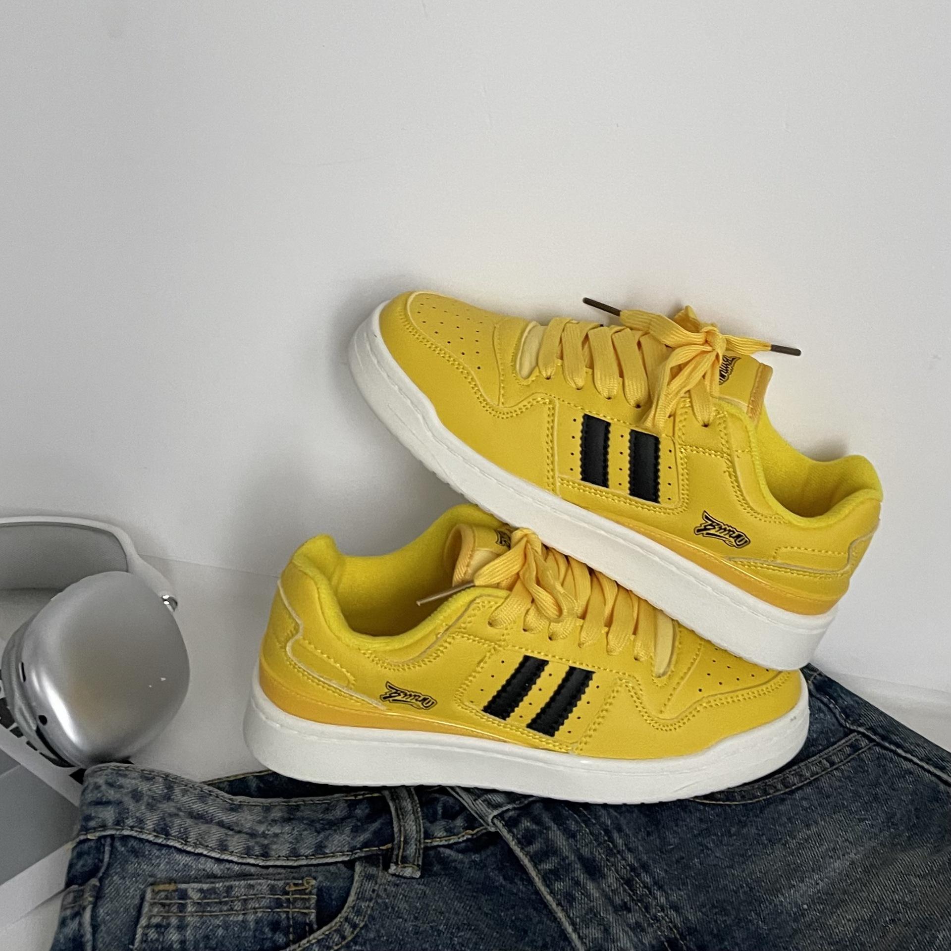 

Spring new flat-soled milk yellow ins retro style casual sports shoes 36