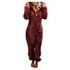 Women Long Sleeve Hooded Jumpsuit Pajamas Casual Winter Warm Rompe Sleepwear