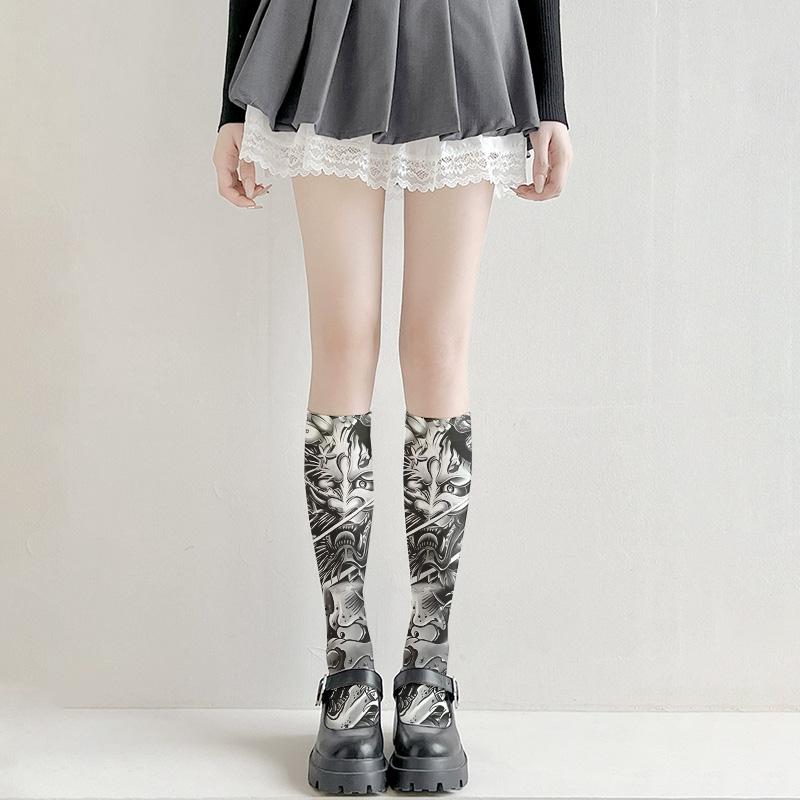 Fashion tattoo thigh socks, printed stockings, Loli girls, Japanese sexy stockings, slim models, multiple sizes