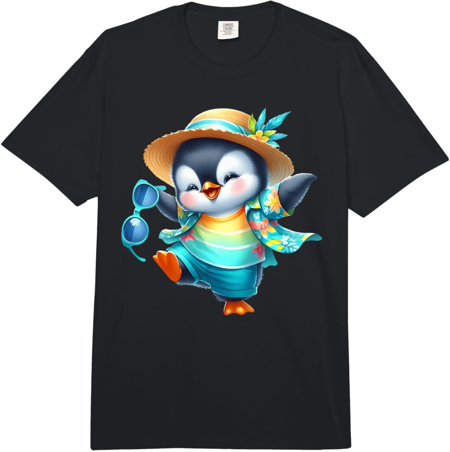 

Cute Summer Penguin Vacation Tropical Vibes Comfort Colors Adult Heavyweight T-Shirt S разноцветный