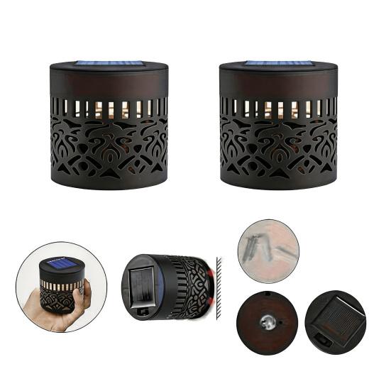 Solar Wall Lamp, Seven Color Changing Projector Light, with Hollow Pattern Design IP65 Waterproof Wall Light, for Outdoor Patio Garden Fence Decor