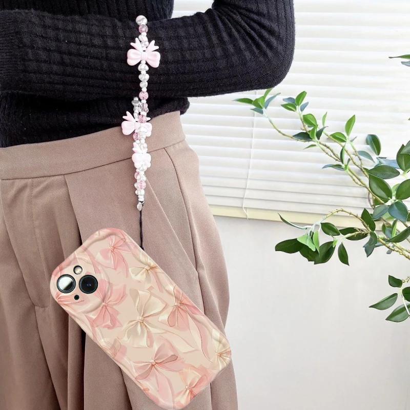 Pink Bow Butterfly Charm Case For Motorola G84 G52 G60 E14 G54 Edge 50 Fusion Pro Ultra G04 G24 G14 G53 G22 G35 G05 G34 G75 G15