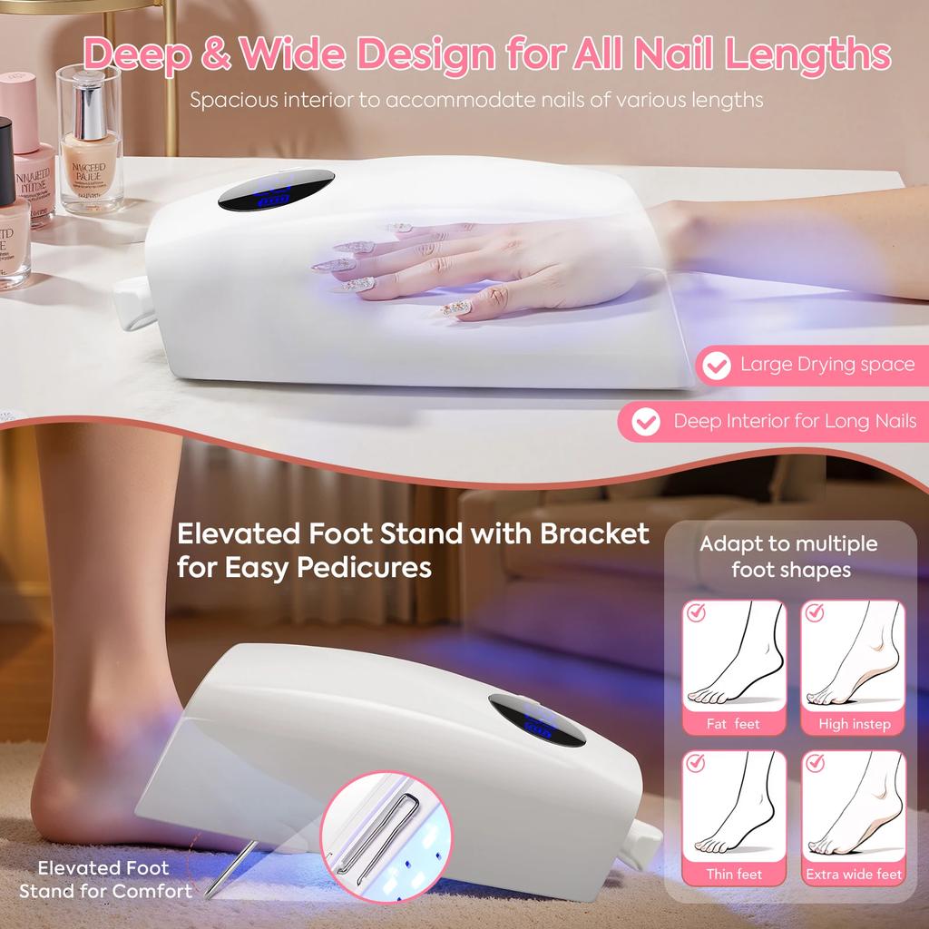 DianaBeauty UV LED Nail Lamp Rechargeable Cordless Nail Dryer with 4 Timing Modes UV Light for Manicure with 7500mAh Battery