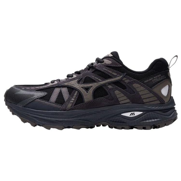 Mizuno Racer Trail Comfortable Versatile Fabric Shock Absorption Breathable Durable Low-Top Casual Running Shoes Unisex Sneakers Black D1GH223807