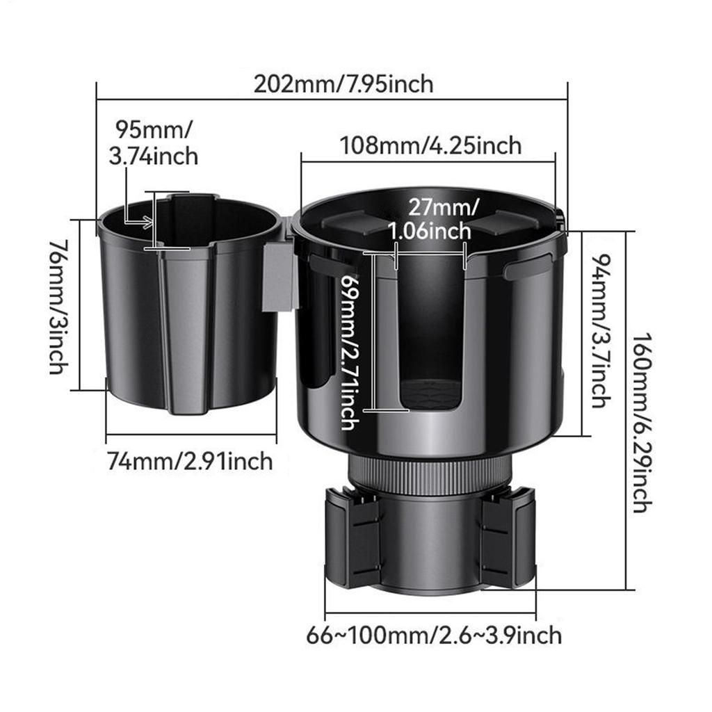 Universal Car Cup Holder Expander Adjustable Adapter For Large Coffee Mugs Smartphone Water Bottle Umbrella, Fits All Vehicles