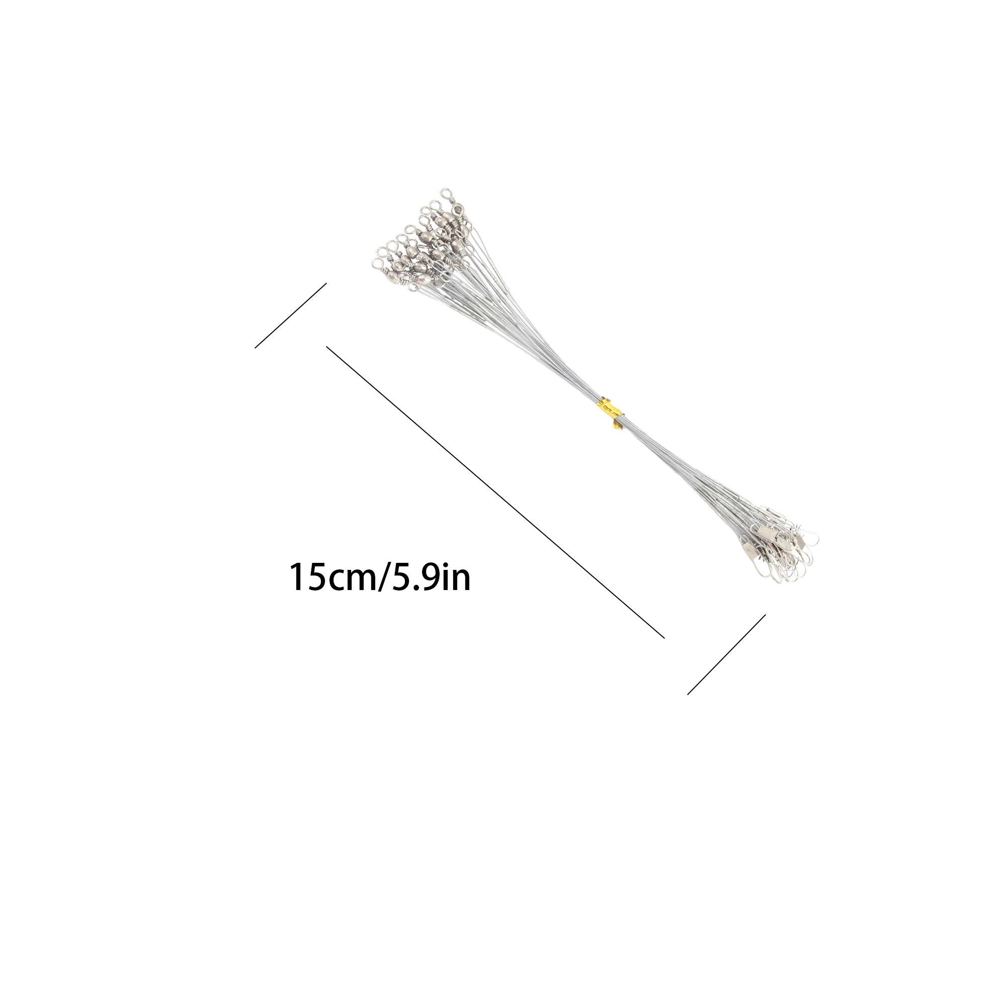 

20 шт. Серебристый стальной поводок против перекусывания, стальной тросик с вертлюгом, рыболовный аксессуар, поводок с сердечником из свинца, рыболовный тросик 15 см-30 см