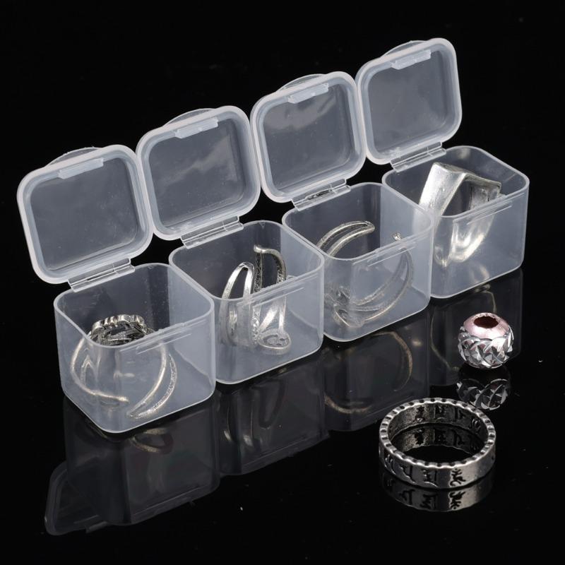 5/10 Stück Mini-Quadrat-Aufbewahrungsbox Transparente Ohrringe Ringe Schmuckperlen Verpackung Aufbewahrungskoffer Kleine Schmuck-Organizer-Box
