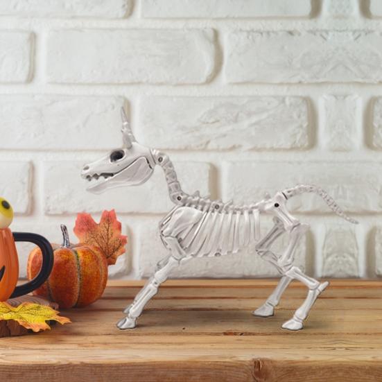 Halloween Skeleton Animal Figurine Large Plastic Skeleton Bone Statue for Lawn Yard Graveyard Home Tabletop Decor