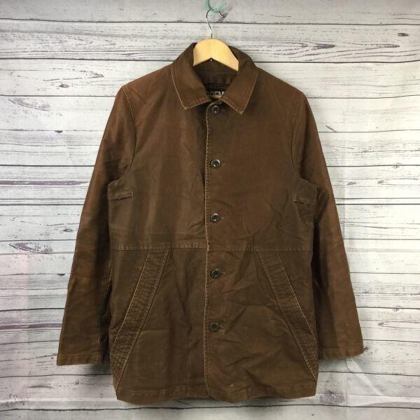 USED/Made in Japan PPFM Lined Short Coat Button Jacket M Men Brown Stand Collar Painted