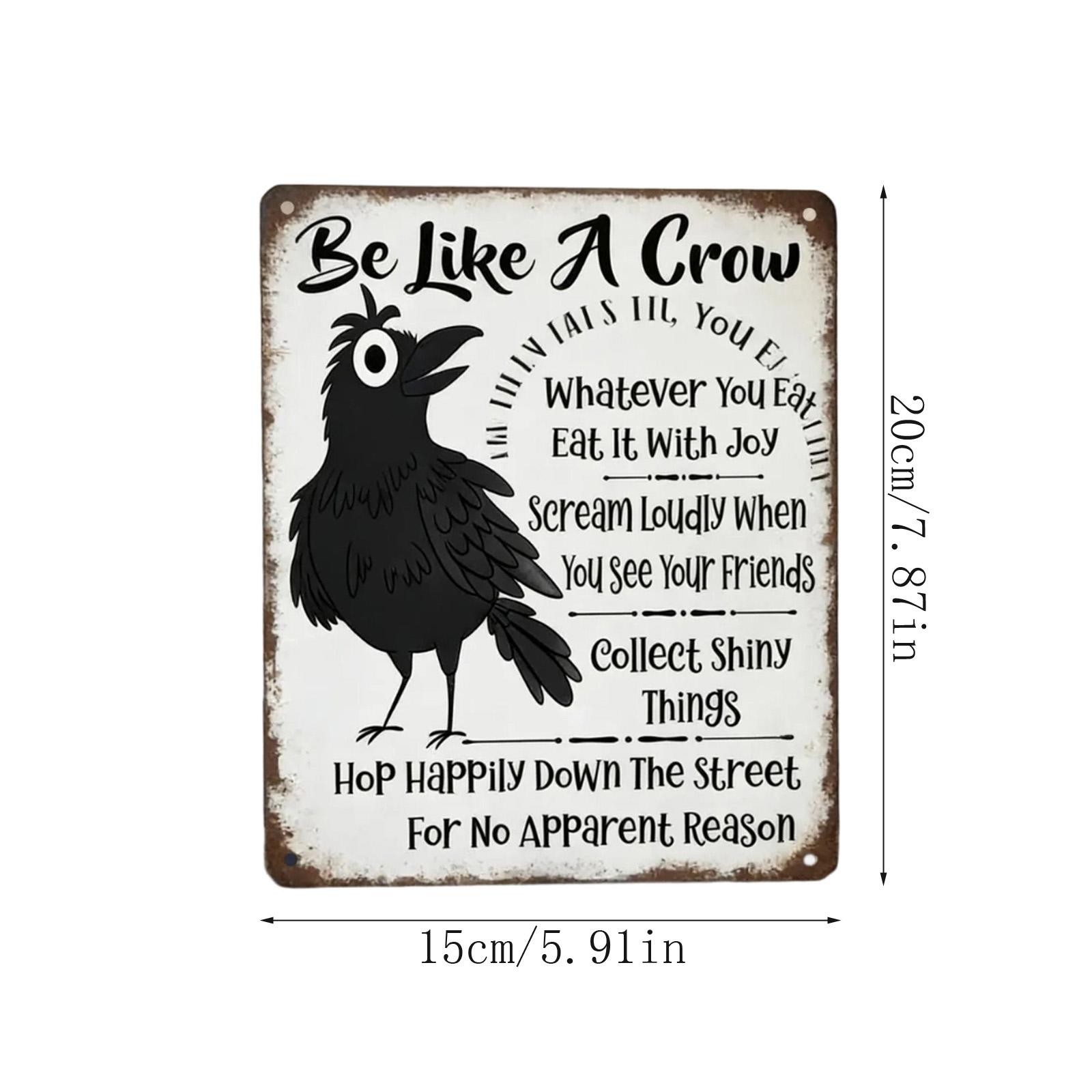 

Funny Crow Retro Metal Tin Sign, Whimsical Life Rules Wall Decor For Home, Bar, Garden & Gift For Bird Lovers One Size