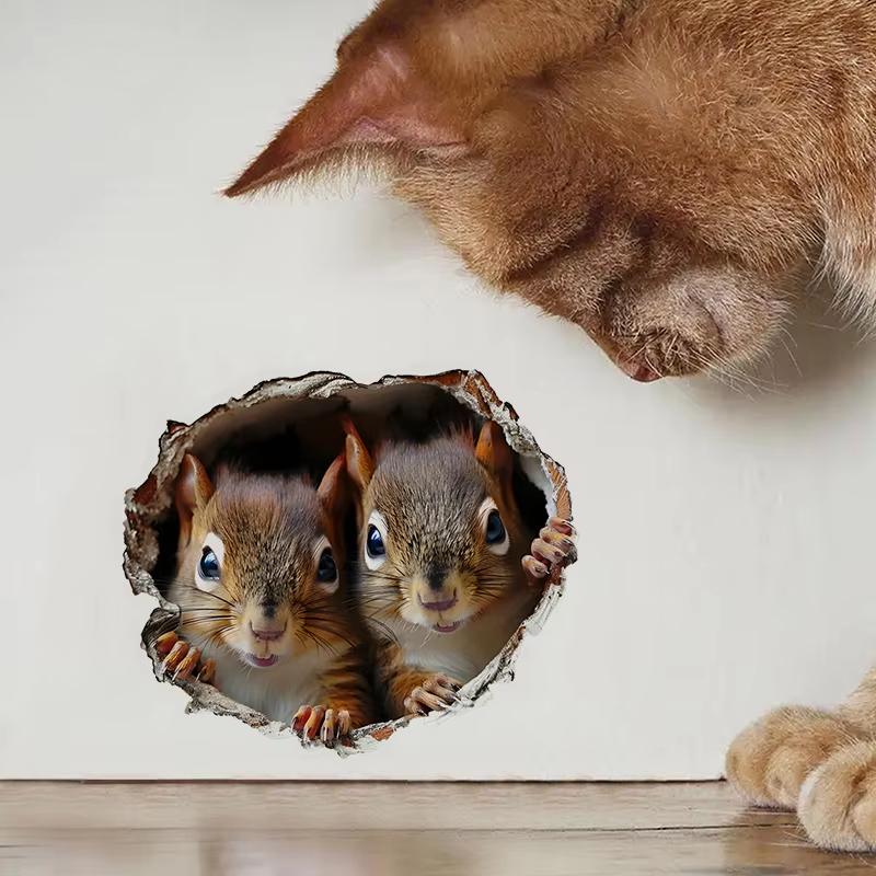 Funny Squirrel Mouse Wall Sticker Toilet Lid Stickers, Bedroom Entrance Living Room Porch Home Decora Waterproof Decals Stickers S744