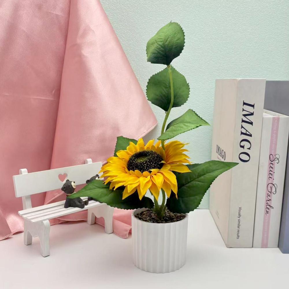 Green Simulated Sunflower Plant Bonsai For Indoor And Decoration Outdoor