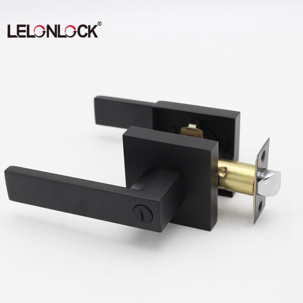 

American Heavy-Duty Black Square Lever Handle Privacy Lock for Bathroom or Room, Keyless.