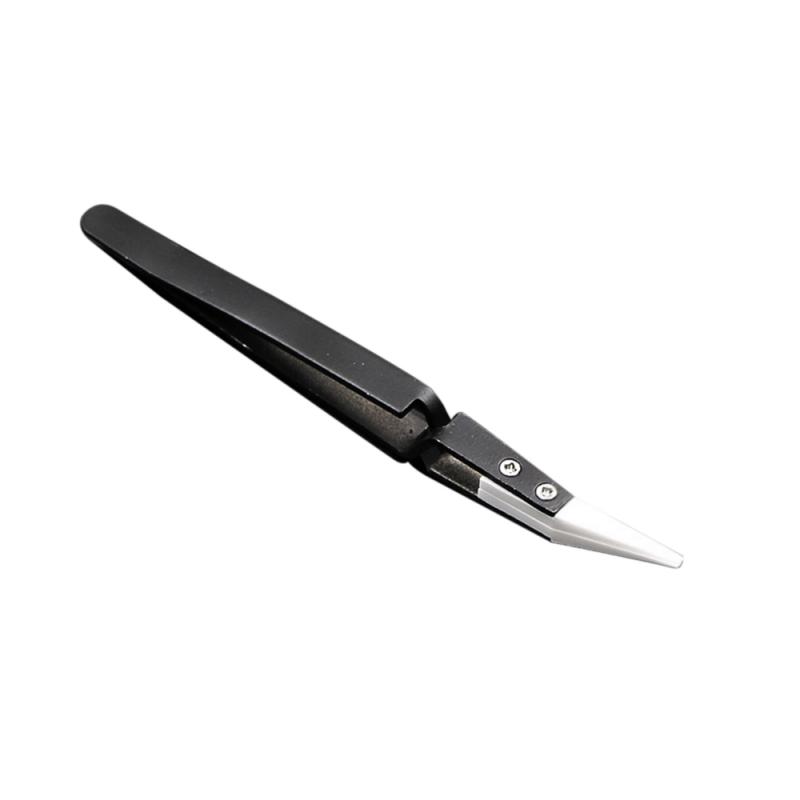 

Обратный пинцет с черной ручкой из нержавеющей стали, белый керамический прецизионный сигаретный антистатический электронный обратный пинцет Style B