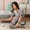 Cotton and silk pajamas women's spring and summer short-sleeved large-size suit spring and autumn thin cartoon printed loungewear