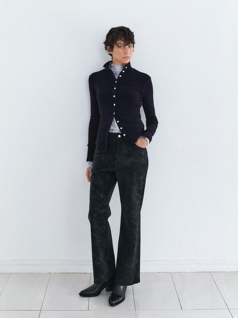 KOBKINO Cloud Leather Boots Cut Pants (Black)
