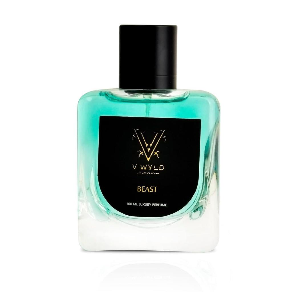 V WYLD Beast Luxury Perfume, Mens Perfume Tailored for Indian Skin Chemistry with Long Lasting Fragrance 100ml Blue