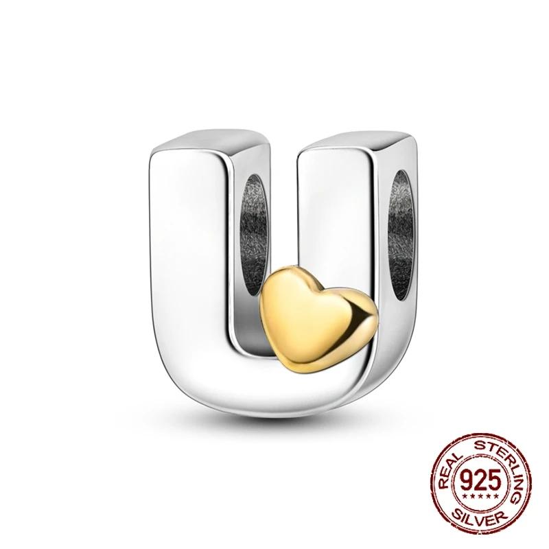 Copper Yellow Love 26 Letters Diy Love Charms Beads Fit 4Mm Hole Diameter Bracelets Fine Birthday Jewelry Gift