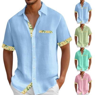 Men's Vintage Button Down Bowling Shirts Short Sleeve Summer Beach Shirt