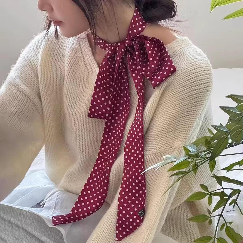 Brown Polka Dot Silk Scarf: Versatile 2025 Hair Tie & Neck Wrap Accessory